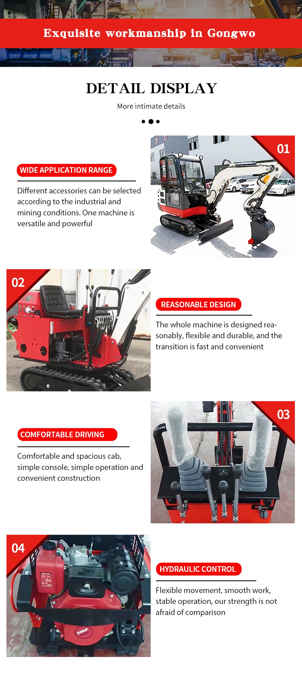 0.8t/1t/1.2t/1.7t/2.0t Small Mini Crawler Electric Diesel Chassis Telescopic Wholesale Accessories Customized Farm/Construction with CE/Euro5 Mini Dig Excavator