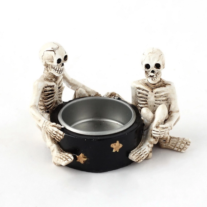 2022 Latest Style Wholesale High Quality Customized Halloween Home Deco Two Human Skeleton with Candle Holder